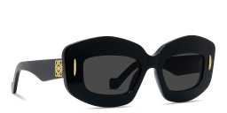 LOEWE Anagram Black Rectangular Sunglasses in Solid Black – Product Photo 4