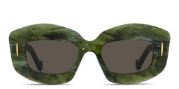 LOEWE Anagram Black Rectangular Sunglasses in Green Marble – Product Photo 1