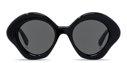 Shop LOEWE Curvy Black Irregular Sunglasses in Black online.