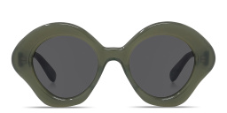 Shop LOEWE Curvy Black Irregular Sunglasses in Transparent khaky online.
