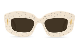 نظارات شمسية مستطيلة حمراء اللون بشعار أناغرام من لويفي بلون عاجي - صورة المنتج 1