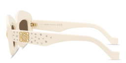 Shop LOEWE Anagram White Rectangular Sunglasses in Solid ivory online.