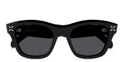 Shop ALAIA Petal-Embellished Square Sunglasses in Black online.