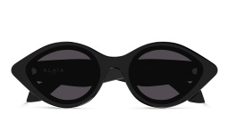 ALAIA Logo Round Sunglasses in Black – Product Photo 1