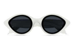 ALAIA Logo Round Sunglasses in White – Product Photo 1