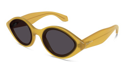 Shop ALAIA Logo Round Sunglasses in Yellow online.