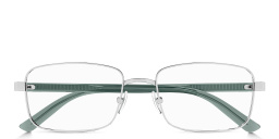 نظارات طبية جي جي لاين بإطار مستطيل واسع من غوتشي بلون فضي - صورة المنتج 1