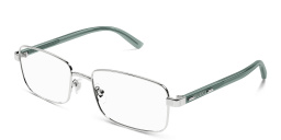 نظارات طبية جي جي لاين بإطار مستطيل واسع من غوتشي بلون فضي - صورة المنتج 2