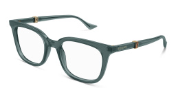 Shop GUCCI Running Web Square Eyeglasses in Green online.