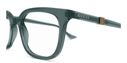 Shop GUCCI Running Web Square Eyeglasses in Green online.