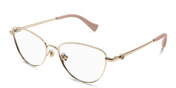 Shop GUCCI Mini Running Wide Cat-Eye Eyeglasses in Rose Gold online.