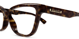 Shop GUCCI Wide Cat-Eye Eyeglasses in Havana online.