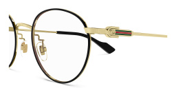 Shop GUCCI Gucci 125th Street Round Eyeglasses in Gold online.