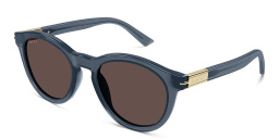 Shop GUCCI Web Ingot Round Sunglasses in Blue online.