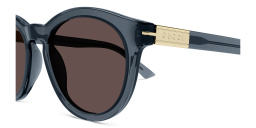 Shop GUCCI Web Ingot Round Sunglasses in Blue online.