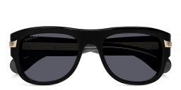 Shop GUCCI New York 30’S Rectangle Sunglasses in Black online.