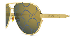 Shop GUCCI Port Royale Aviator Sunglasses in Gold online.
