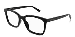 Shop SAINT LAURENT New Essential Wide Rectangle Eyeglasses in Black online.