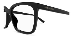 Shop SAINT LAURENT New Essential Wide Rectangle Eyeglasses in Black online.