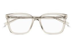 Shop SAINT LAURENT New Essential Wide Rectangle Eyeglasses in Beige online.
