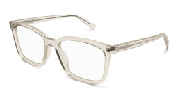 Shop SAINT LAURENT New Essential Wide Rectangle Eyeglasses in Beige online.