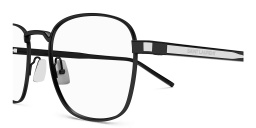 Shop SAINT LAURENT Naked Wire Core Unisex Rectangle Eyeglasses in Black online.