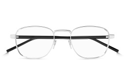 Shop SAINT LAURENT Naked Wire Core Unisex Rectangle Eyeglasses in Silver online.