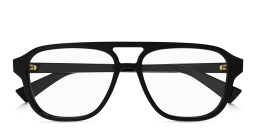 Shop BOTTEGA VENETA Triangle Stud Wide Aviator Eyeglasses in Black online.