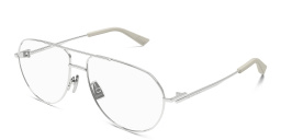 BOTTEGA VENETA Split Unisex Wide Aviator Eyeglasses in Silver – Product Photo 2