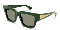 Shop BOTTEGA VENETA Nude Triangle Square Sunglasses in Green online.