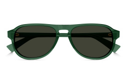 Shop BOTTEGA VENETA Triangle Stud Aviator Sunglasses in Green online.