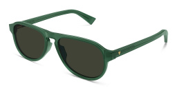 Shop BOTTEGA VENETA Triangle Stud Aviator Sunglasses in Green online.