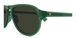 Shop BOTTEGA VENETA Triangle Stud Aviator Sunglasses in Green online.