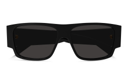 Shop BOTTEGA VENETA Bold Triangle Stud Rectangle Sunglasses in Black online.
