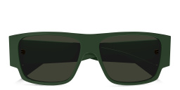 Shop BOTTEGA VENETA Bold Triangle Stud Rectangle Sunglasses in Green online.