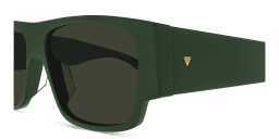Shop BOTTEGA VENETA Bold Triangle Stud Rectangle Sunglasses in Green online.