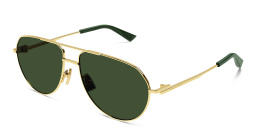 Shop BOTTEGA VENETA Split Unisex Aviator Sunglasses in Gold online.