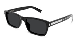 نظارات شمسية ميد نيكيد واير كور بإطار مستطيل من سان لوران بلون أسود - صورة المنتج 2