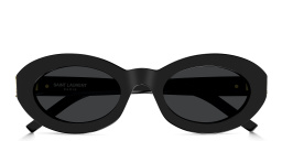 SAINT LAURENT Monogram Hinge Oval Sunglasses in Black – Product Photo 1