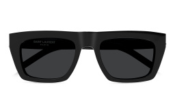 Shop SAINT LAURENT Monogram Hinge Unisex Square Sunglasses in Black online.