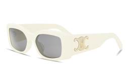 Shop CELINE Triomphe White Rectangular Sunglasses in Solid ivory online.
