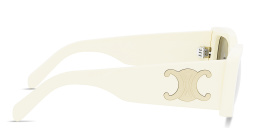 Shop CELINE Triomphe White Rectangular Sunglasses in Solid ivory online.