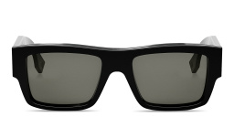 Shop FENDI Signature Rectangle Sunglasses in Black online.