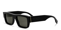 Shop FENDI Signature Rectangle Sunglasses in Black online.