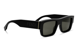 Shop FENDI Signature Rectangle Sunglasses in Black online.