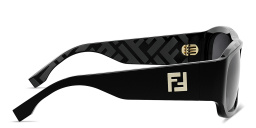 Shop FENDI FF Logo Rectangle Sunglasses in Black online.