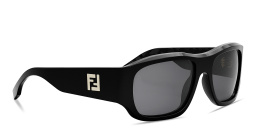 Shop FENDI FF Logo Rectangle Sunglasses in Black online.