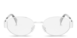 CELINE Metal Triomphe Silver Oval Eyeglasses in Palladium – Product Photo 1