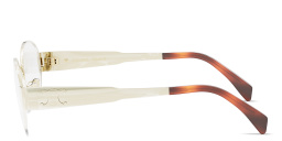 Shop CELINE Metal Triomphe Gold Oval Eyeglasses in Light Gold online.