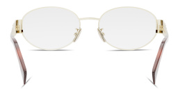 Shop CELINE Metal Triomphe Gold Oval Eyeglasses in Light Gold online.